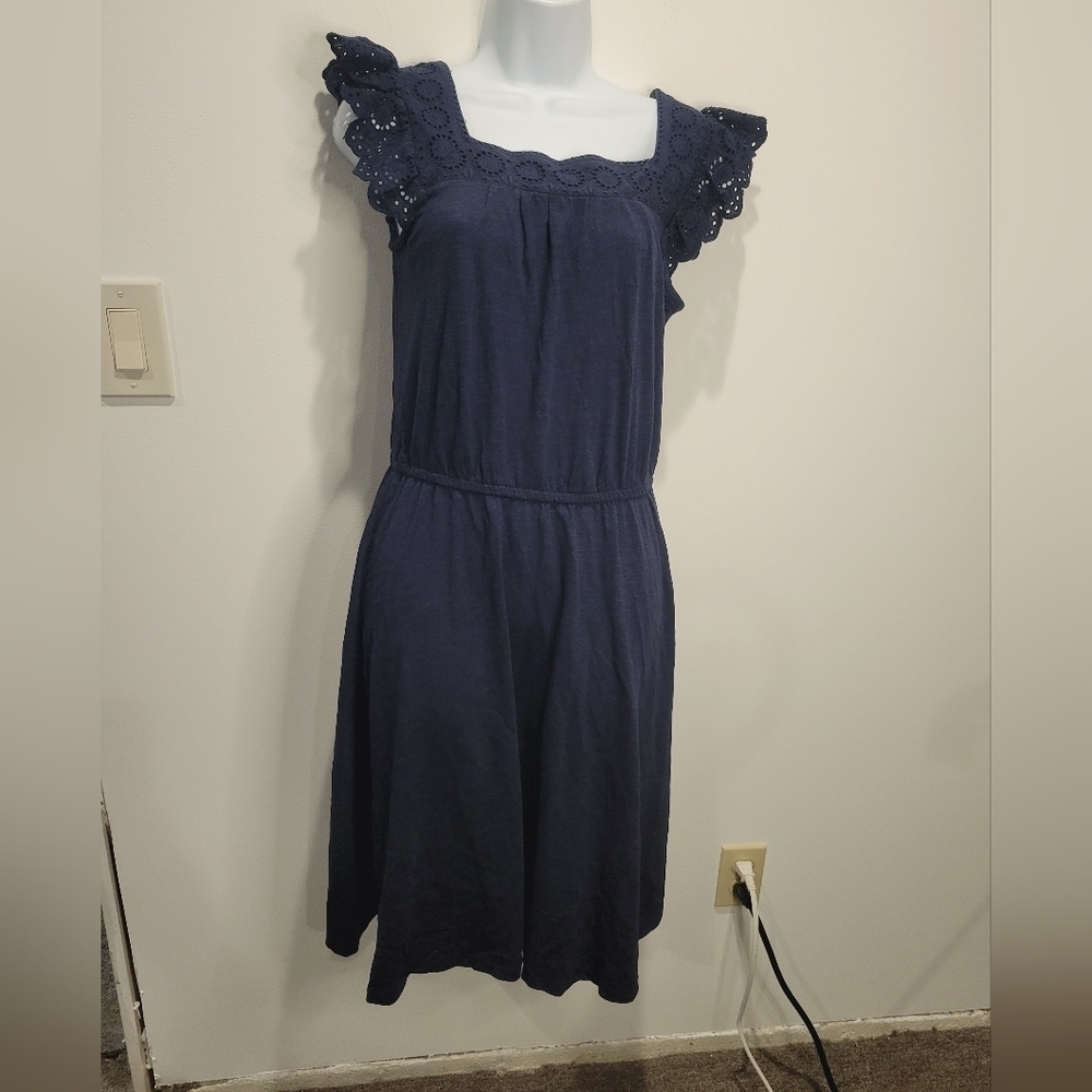 Talbots size xs navy sun dress w/crotchet lace details